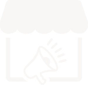 icon of shopfront with a megaphone